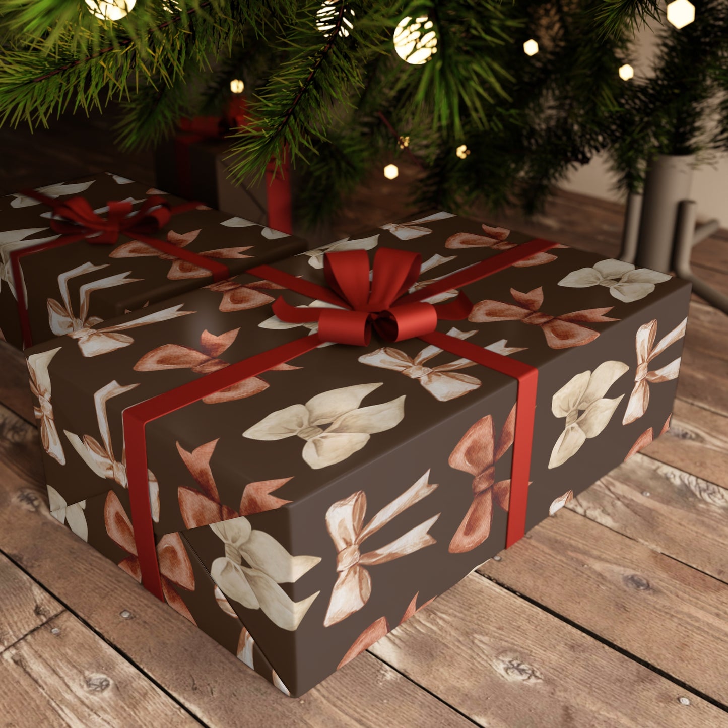 BROWN BOWS Gift Wrapping Paper Sheets, 1pc