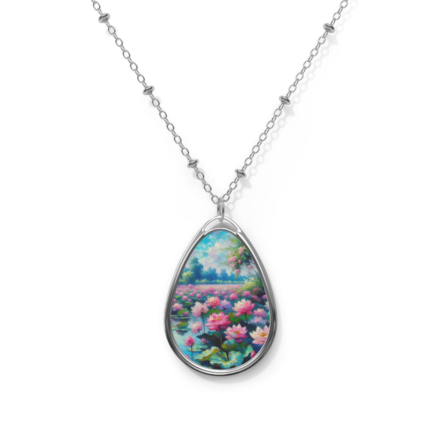 LOTUS Painting Oval Necklace