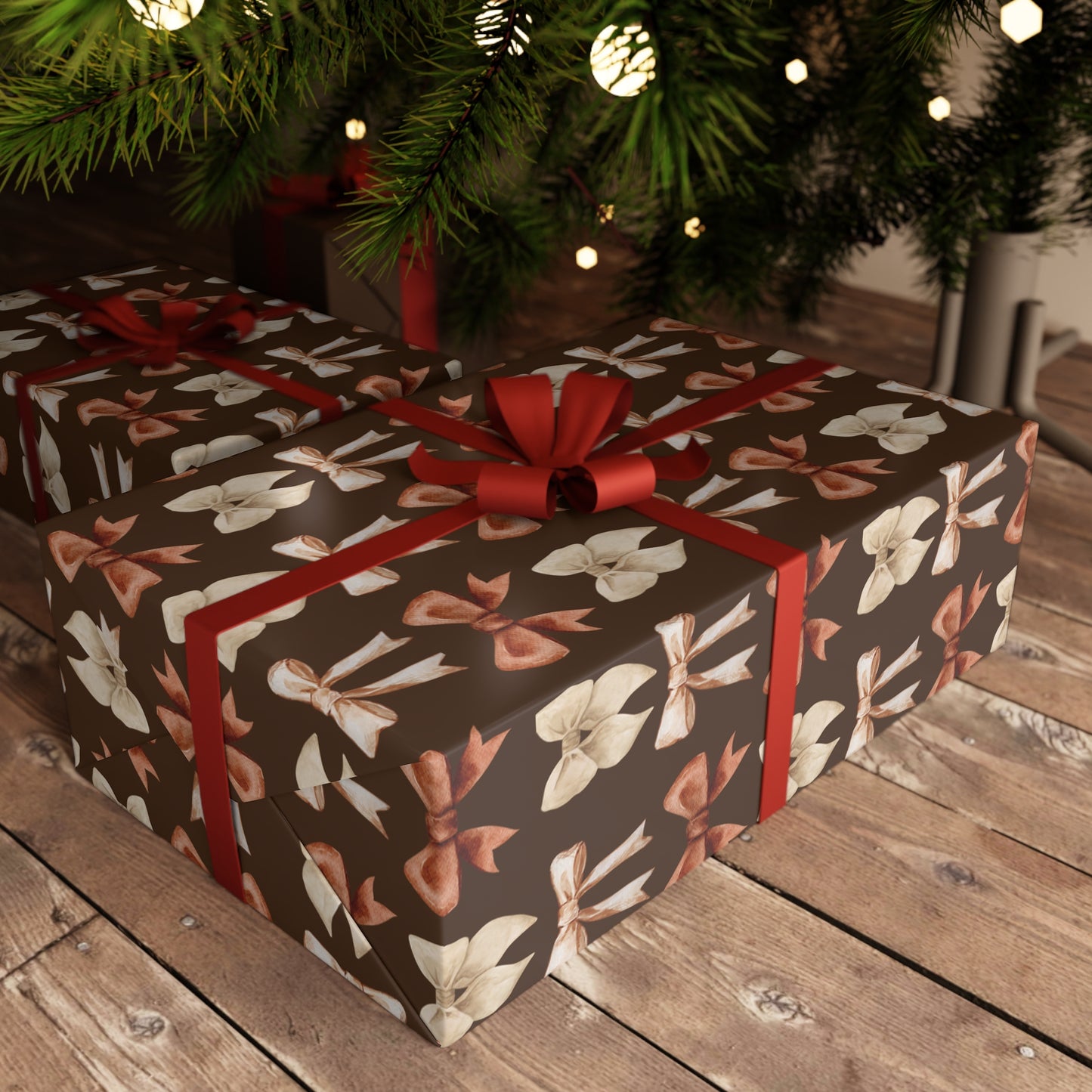 BROWN BOWS Gift Wrapping Paper Sheets, 1pc
