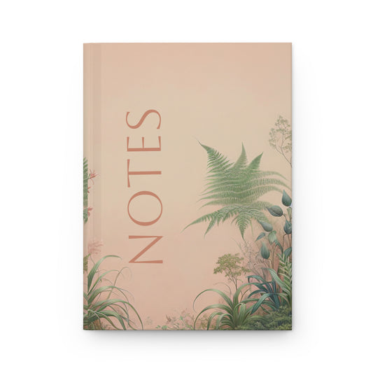 Pink Background and Plants Hardback Notebook Journal